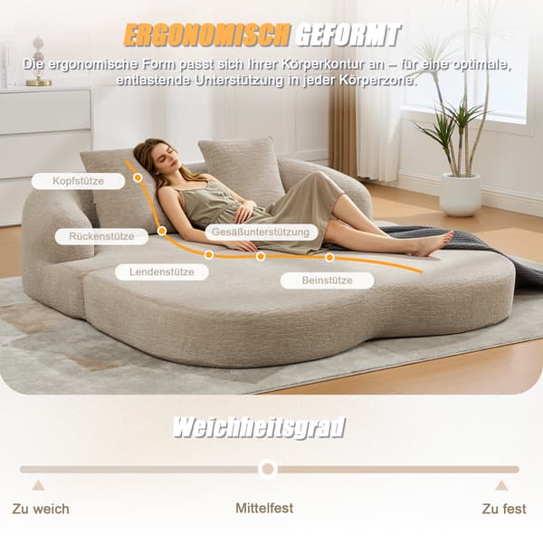 SONNENH Sovesofa, Chenille, Khaki, 157 × 84 × 65 cm