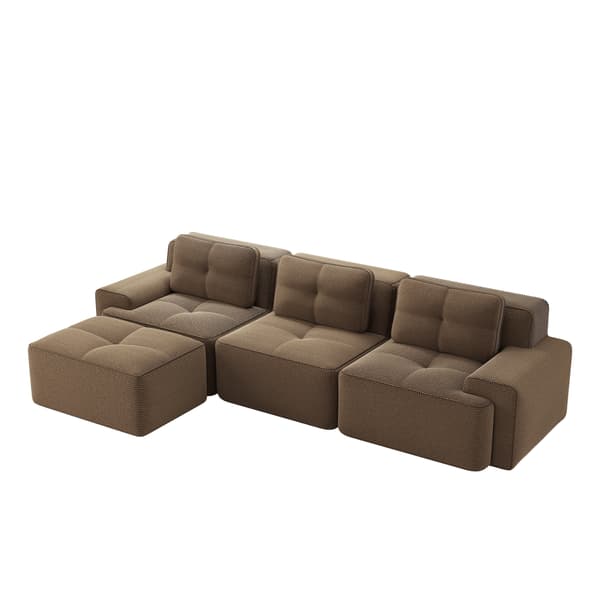 SONNENH Cloud Modular Sofa Boneless L Shaped Sofa, Modular Sofa med Ottoman, Modular Cloud Sofa, 3 Seater Corduroy Cloud Sofa för vardagsrum