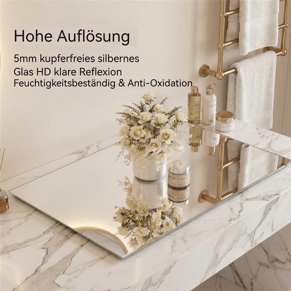 SONNENH 100×75 cm Ramfria väggspegel – HD kopparfri badrumsspegel, modern sminkspegel / sovrum / hall