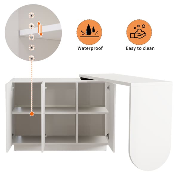 SONNENH Skrivbordsswivel L Shape Corner Computer Desk Office Table Dressing Table White 110cm