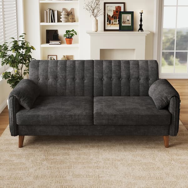 SONNENH 2-sitssoffa, Chenille, Mörkgrå, 161,5 × 79 × 83,5 cm