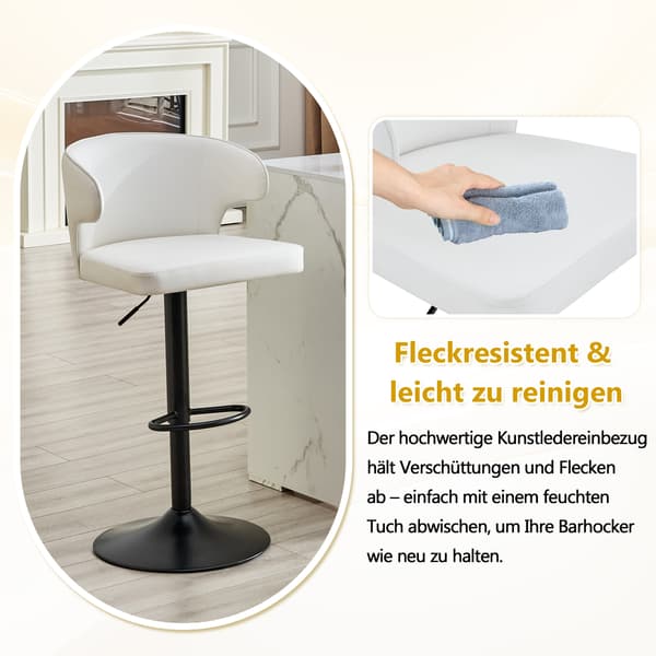 SONNENH Barstol – set med 2, PU, Vit, 49,7 × 45 × 110 cm