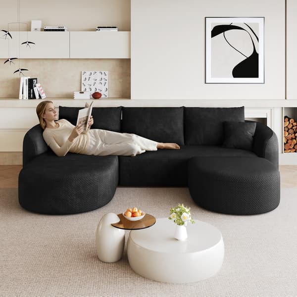 SONNENH 266 cm U- formet hjørne sofa, svamp kompression sofaer, udbenet modulær sofa, kompression sofaer til stue, soveværelse, lejlighed