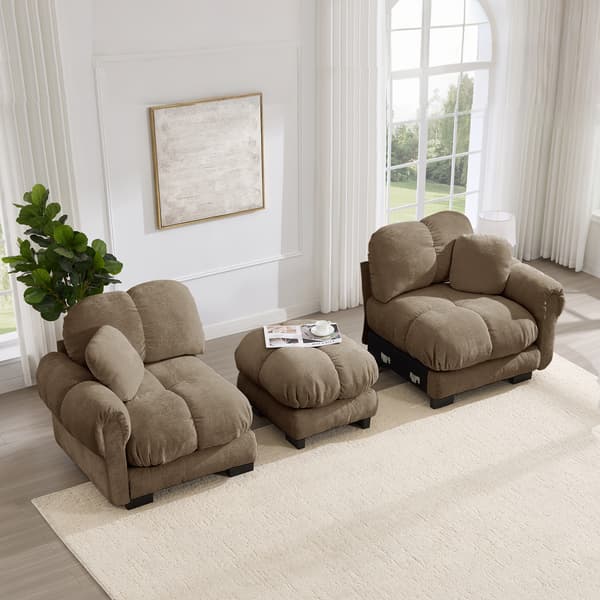 SONNENH 2-sitsig Chenille Sofa, L-formad Modular Corner Sofa, Fine Quilted Design, Elegant Style, Thick Seat Cushions, Soft & Supportive