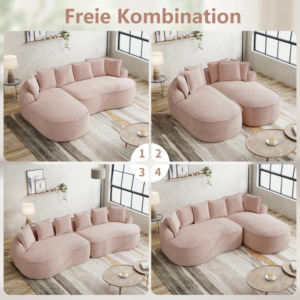 SONNENH Manchester Höger Chaise Soffa Med Kuddar Chenille -Rosa