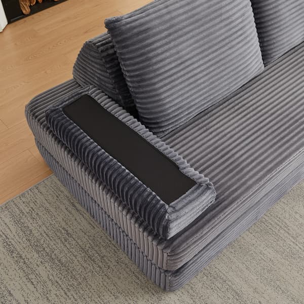 SONNENH Sofa, Fløjl / Skum, Grå, 211,5 × 106,5 × 62 cm