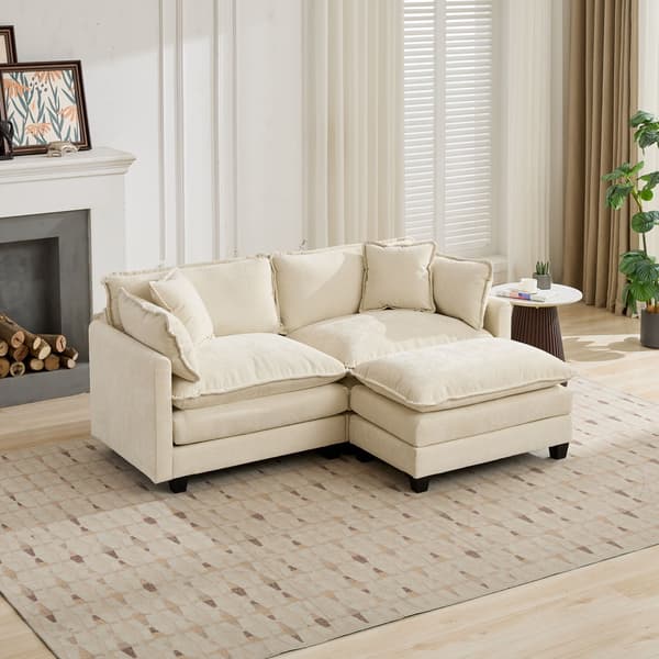 SONNENH Cloud Sofa Ottoman, Modern Sectional Couch, för vardagsrum sovrum och lägenhet, Comfy Double Layer Upholstered Seat Cushion