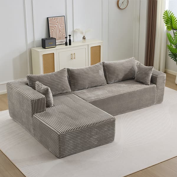 SONNENH Komprimering Sectional Couch med Comfy Chaise, Boneless L Shape Sofa med Deep Seat, Minimalist Modular Couches Sleeper för vardagsrum