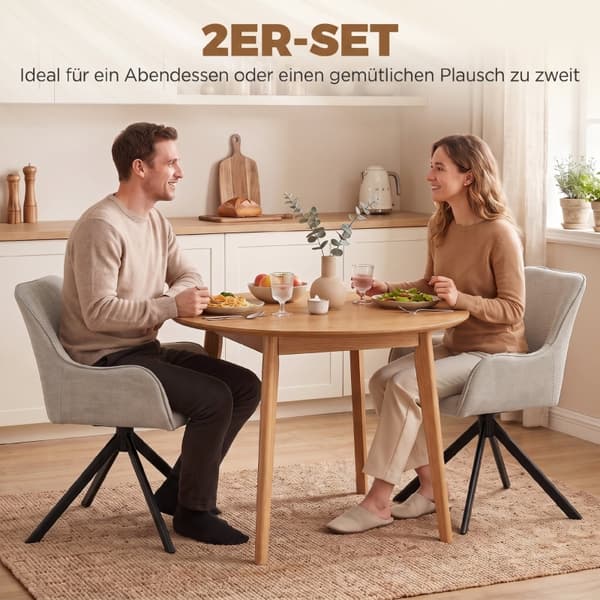 SONNENH Spisestuestol – sæt med 2, Polyester, Beige, 60 × 55 × 82 cm