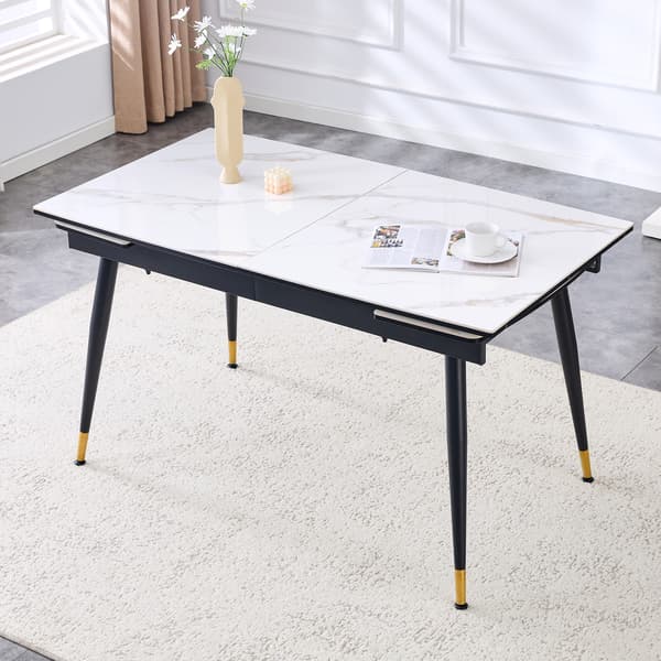 SONNENH Matbord, Sintrad sten, Vit, 200 × 80 × 76 cm