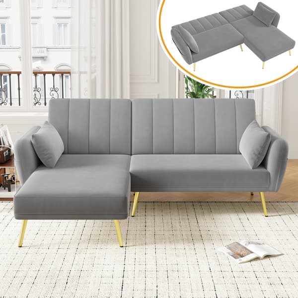 SONNENH Modern hopfällbar soffa, L-formad soffa, bäddsoffa med extra hörn, hörnsoffa med sovfunktion, lämplig för vardagsrum, sovrum, hemmabio