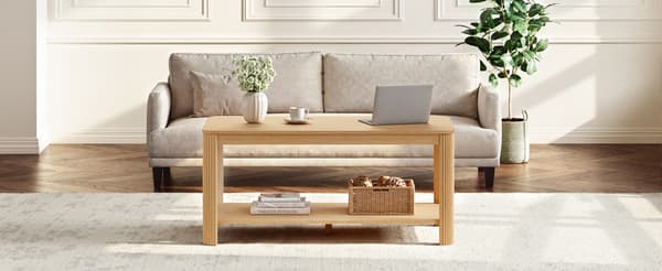 SONNENH Sofabord, Spånplade, Naturfarvet, 100 × 50 × 45 cm