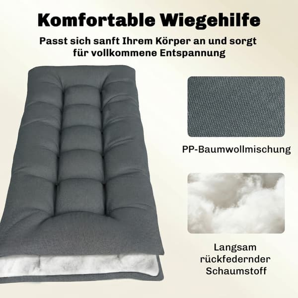 SONNENH Sittdyna, Polyester, Mörkgrå, 198 × 65 × 13 cm