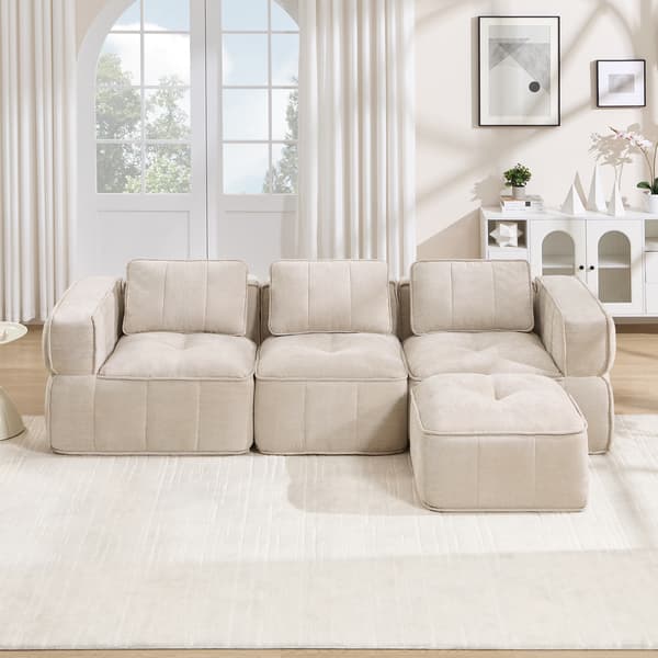 SONNENH 3-personers sofa, Polyester, Beige, 271 × 162 × 67 cm