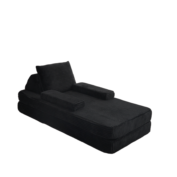 SONNENH Sofa, Fløjl / Skum, Sort, 211,5 × 106,5 × 62 cm