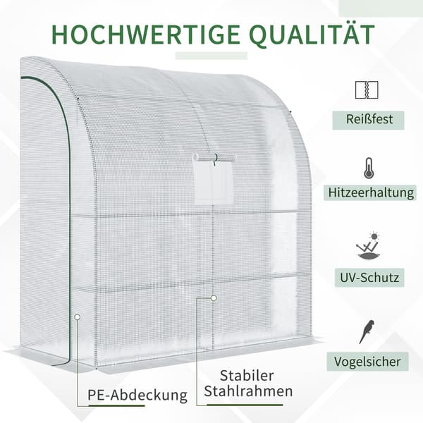 SONNENH Drivhus, Stål, Hvid, 200 × 100 × 215 cm