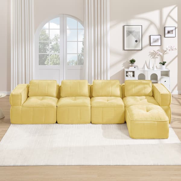 SONNENH Hjørnesofa, Polyester, Gul, 344 × 162 × 67 cm