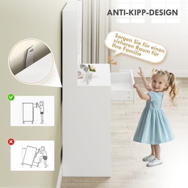 SONNENH Toiletskab med spejl, skuffe, 3-niveau sidehylde, spånplade, hvid