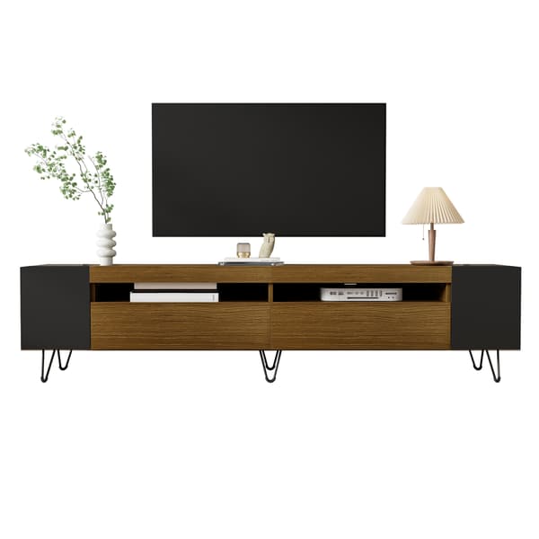 SONNENH Moderne tv-skab, sort og træ look - længde 180 cm