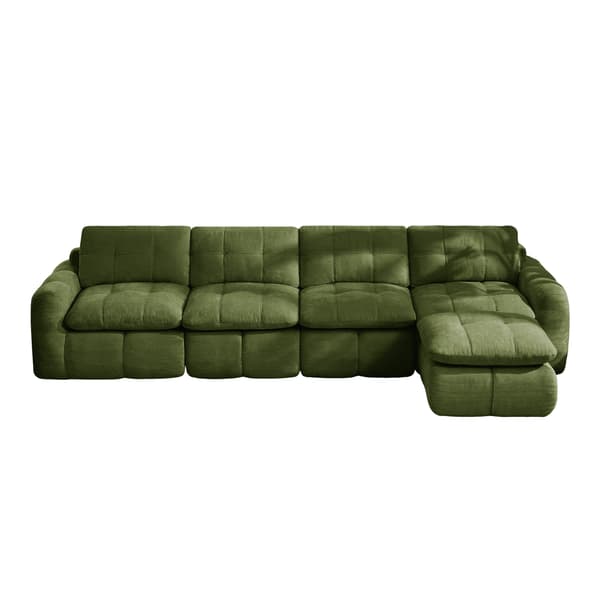 SONNENH Hjørnesofa, Chenille, Grøn, 334 × 160 × 68 cm