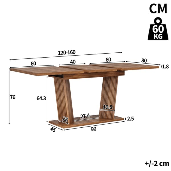 SONNENH Matbord, MDF, Mörkbrun, 160 × 80 × 76 cm