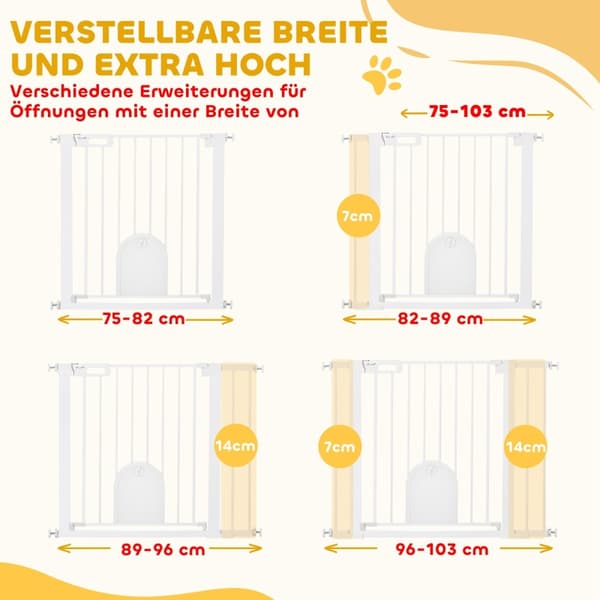 SONNENH Djurskydd, Justerbart, med Liten Dörr, Stål, Plast, Vit