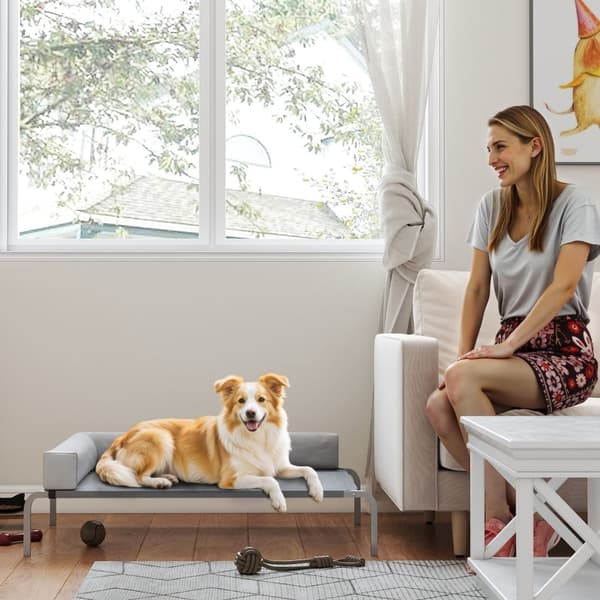 SONNENH Hundeseng, Polyester, Lysegrå, 110 × 75 × 30 cm