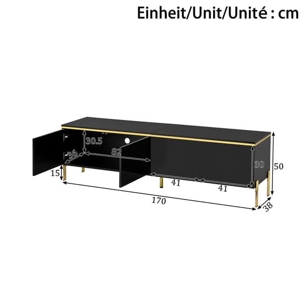 SONNENH TV-bord, Spånplade, Sort, 170 × 38 × 50 cm
