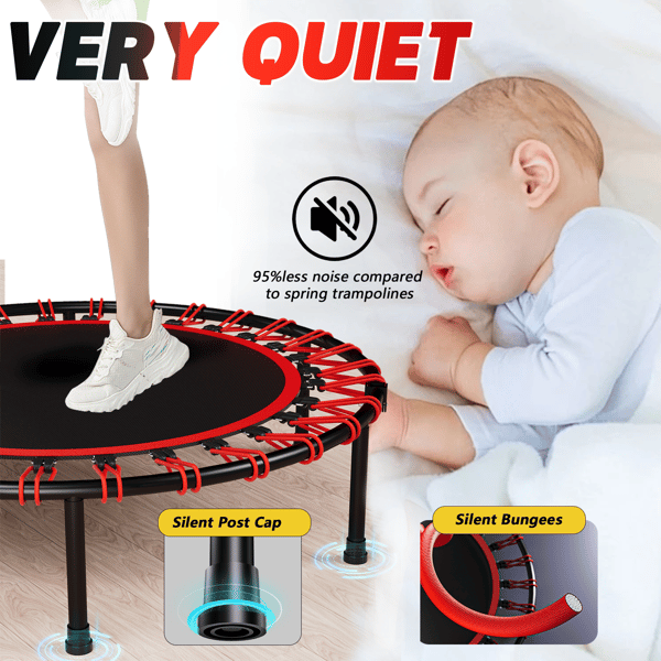 SONNENH 101cm Taitto Trampoliini Kahvalla ... Premium Elastic ... Musta