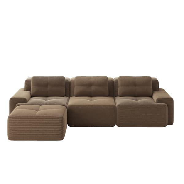 SONNENH Cloud Modular Sofa Boneless L Shaped Sofa, Modular Sofa med Ottoman, Modular Cloud Sofa, 3 Seater Corduroy Cloud Sofa för vardagsrum