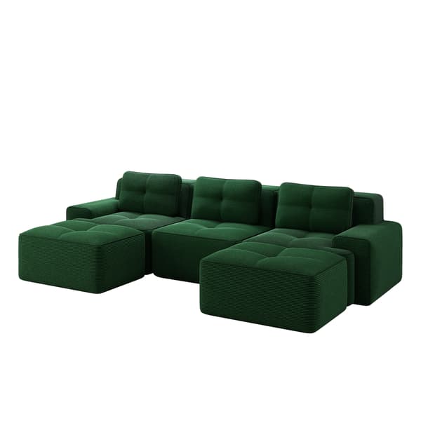 SONNENH Cloud Modular Sofa Boneless U Shaped Sofa, Modular Sofa med Ottoman, Modular Cloud Sofa, 3 Sæder Corduroy Cloud Sofa til levende værelse