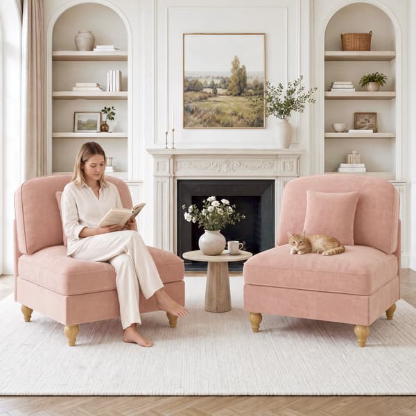 SONNENH Windsor Sofa uden armlæn Chenille med 1 pude - Lyserød