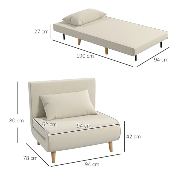 SONNENH Bäddsoffa, Trä, Krämvit, 94 × 78 × 80 cm