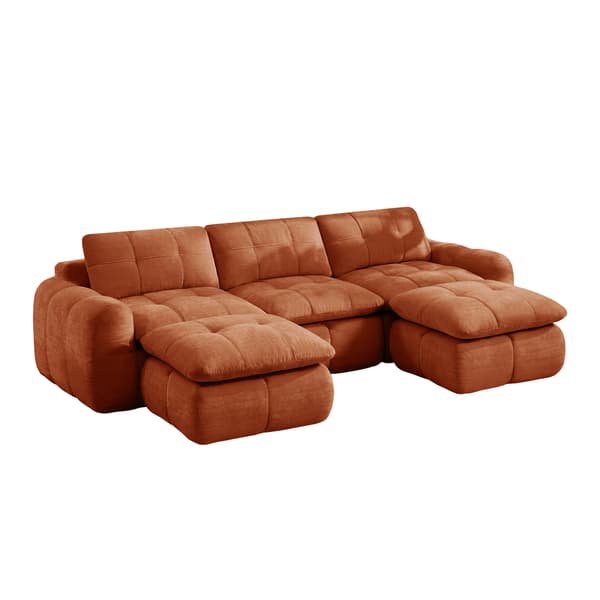 SONNENH U-formet sofa, Chenille, Orange, 264 × 160 × 68 cm