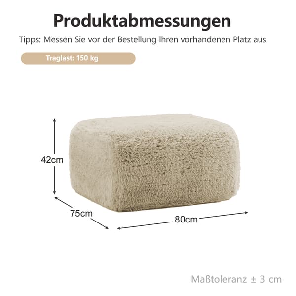 SONNENH Aviana Ottoman Plush Fabric - Light Khaki