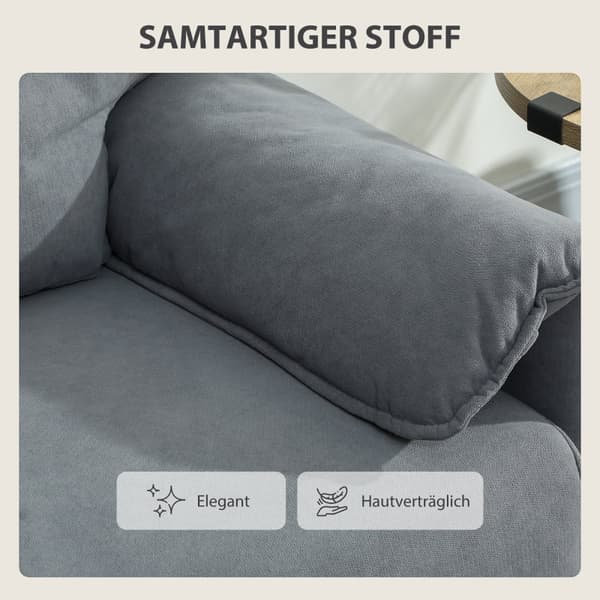 SONNENH 2-sits soffa, tjocka kuddar, sammetsöverdrag, stoppad soffa, Grå