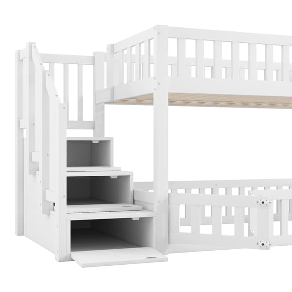 SONNENH 90X200 Bunk Bed, stege med lagring, vit