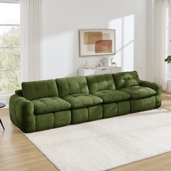 SONNENH Sofa, Chenille, Grøn, 334 × 97 × 68 cm