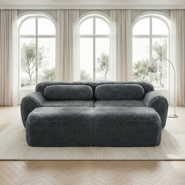 SONNENH Boneless Cloud Sofas, Soft Fluffy Plush Fabric, Modular Sofa Bed med 2 Ottomans, två Seater Sofas, Monteringsfri, bekväm soffa för vardagsrum