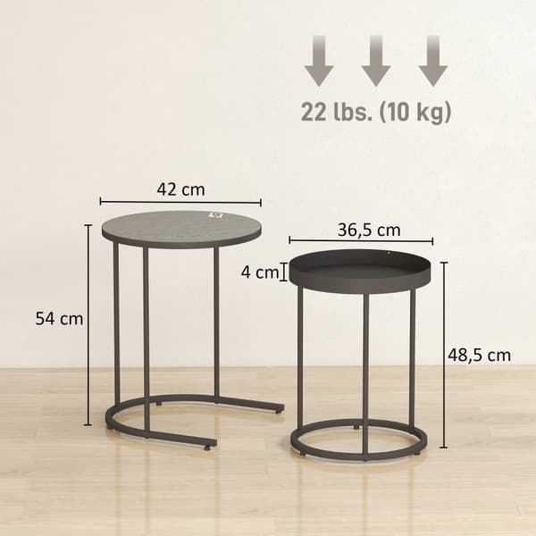 SONNENH 2-delars set vardagsrumsbord, stapelbara, brickdesign, metall, grå