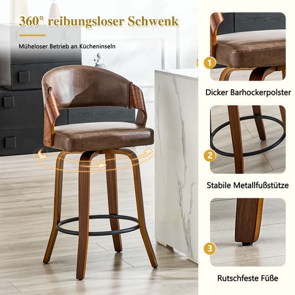 SONNENH Barstol – set med 2, Trä, Brun, 51 × 42 × 95 cm