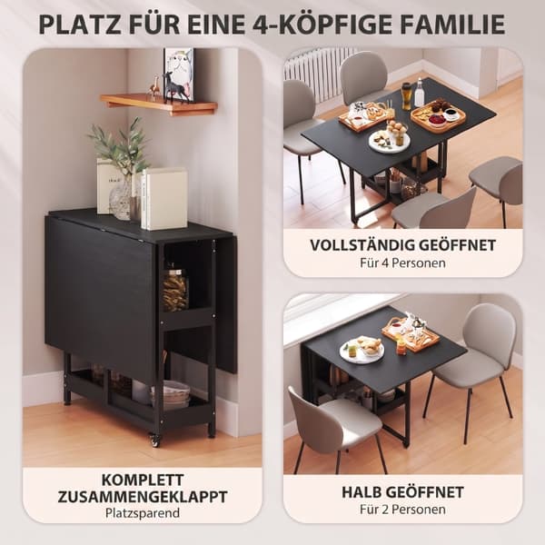 SONNENH Matbord, MDF, Svart, 133,4 × 80 × 75 cm