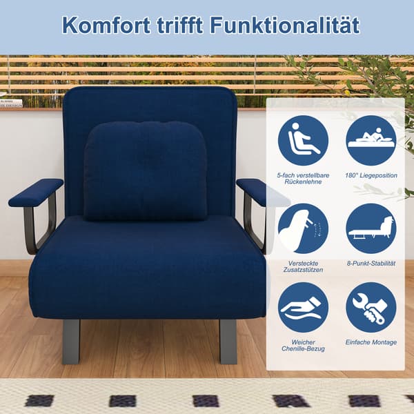SONNENH Vilfåtölj, Tyg / Metall, Blå, 60 × 60 × 79 cm