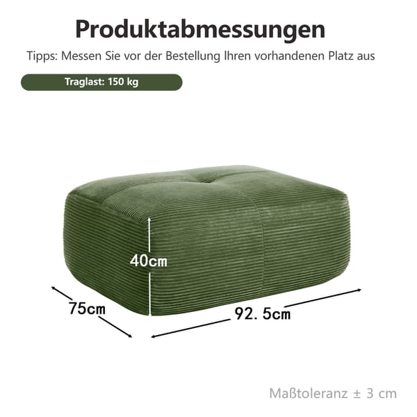 SONNENH Hamlet Ottoman fløjl grøn