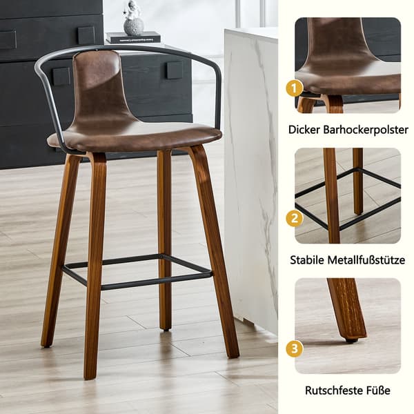 SONNENH Barstol – set med 2, Trä, Brun, 54,7 × 44 × 88 cm