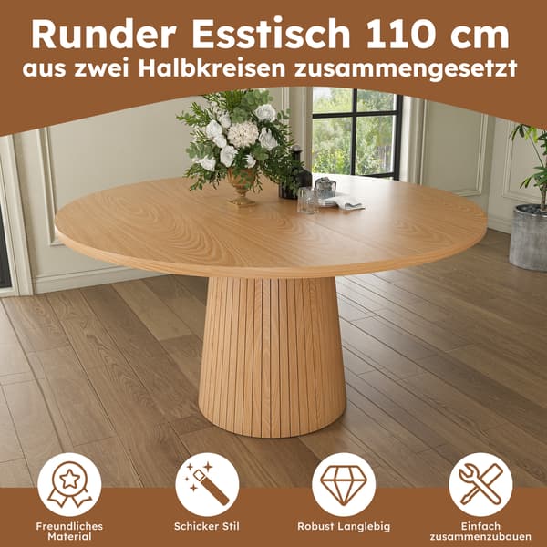 SONNENH Matbord, MDF, Ek, 110 × 110 × 75 cm