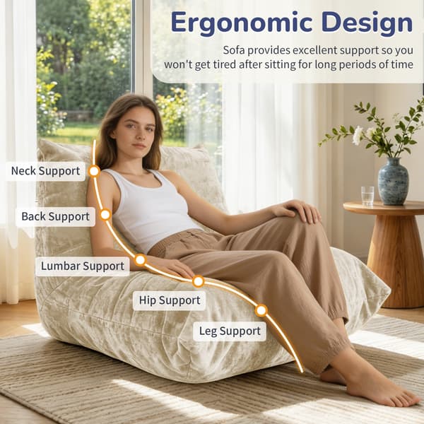 SONNENH Sittsäck, Chenille, Beige, 90 × 100 × 80 cm