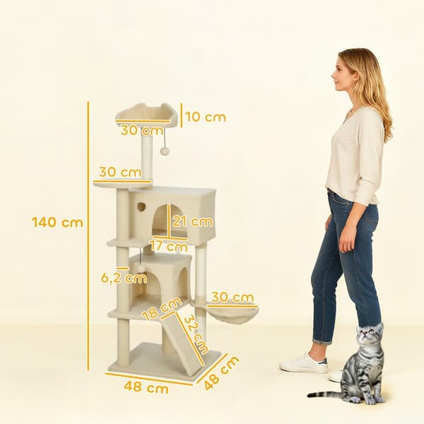 SONNENH Kradsestativ, Polyester, Beige, 48 × 48 × 140 cm
