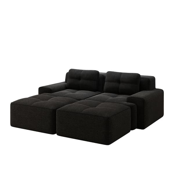 SONNENH Cloud Modular Sofa Boneless U-formad soffa, bekväm Corduroy Cloud Sofa, Modular Sofa med ottomansk, modulär tvåsitsig soffa