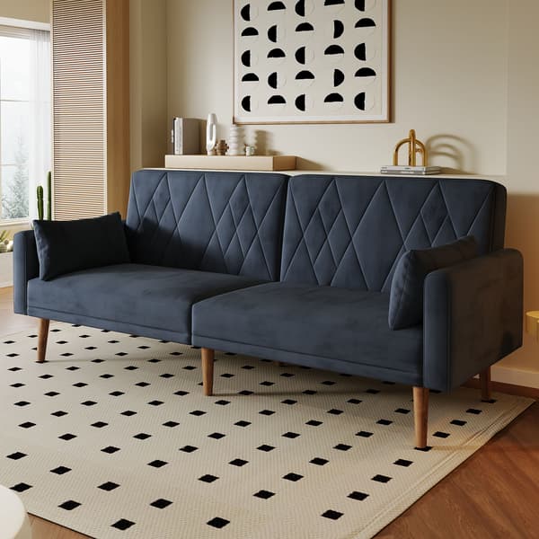 SONNENH Liten soffa, tvåsitssoffa, bäddsoffa, bäddsoffa med sovfunktion, bäddsoffa av sammetstyg, lämplig för vardagsrum, sovrum, hemmabio, gästrum